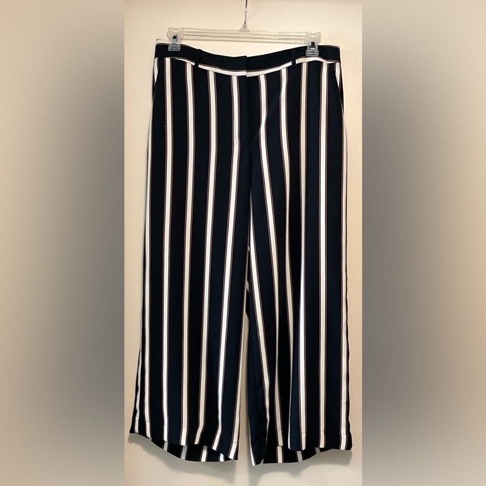 Loft wide leg Navy Blue and White dress pants